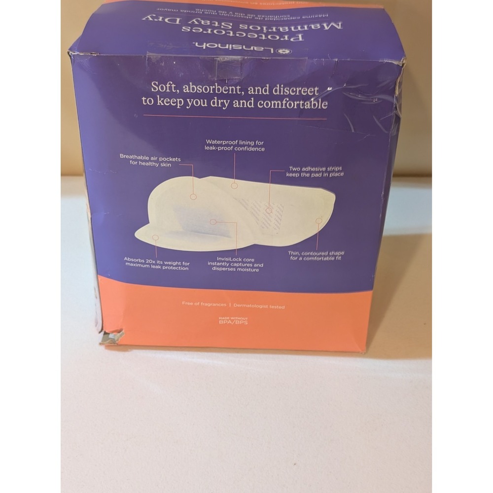 LANSINOH Stay Dry Nursing Pads 200 Ct Individually Wrapped – Distressed‎ Box - Picture 5 of 6